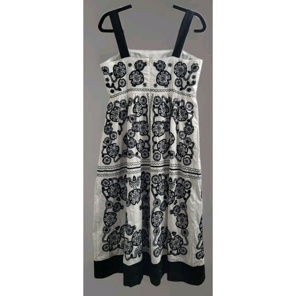 Johnny Was Jade M Mel Embroidered White Black Cotton Midi Dress Pockets Spring - Picture 11 of 11